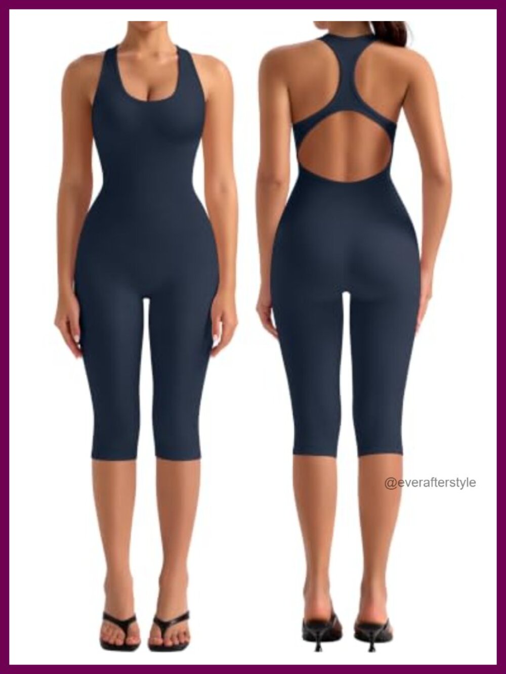 Women's Capri Workout Jumpsuit Racerback Yoga One Piece Padded